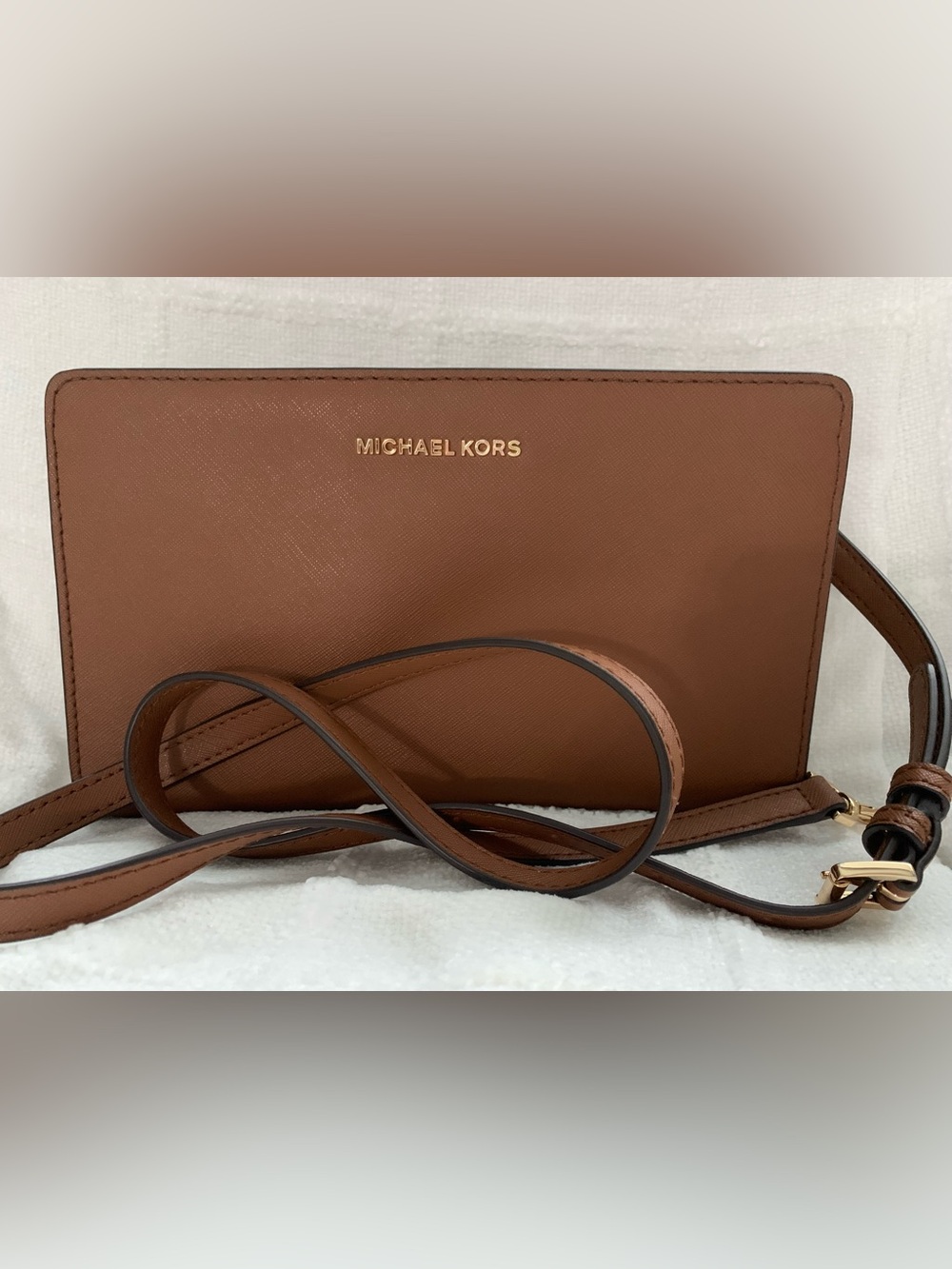 Michael Kors Brown Leather Bag with Gold Logo